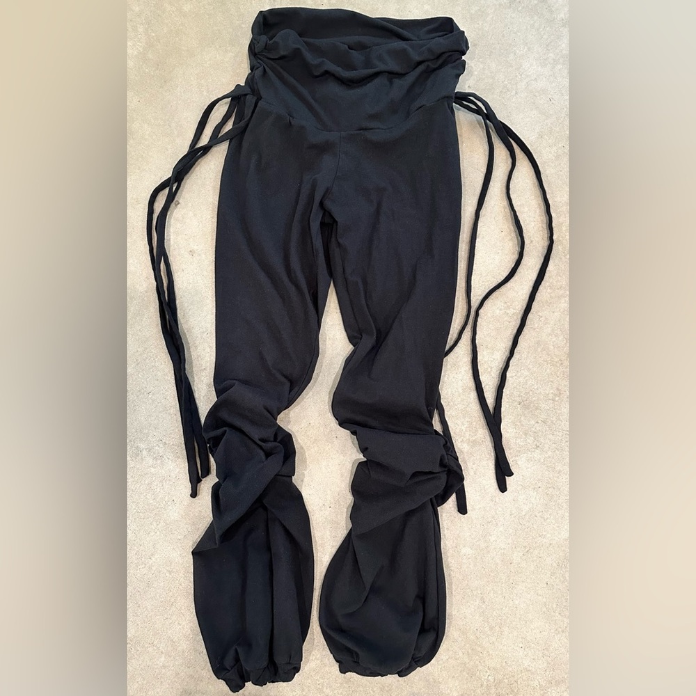 Black boho gathered women’s cotton size small pants